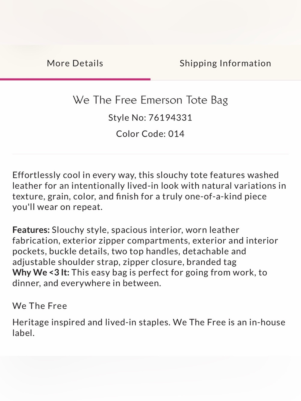 Free People Emerson tote in secret sage - Picture 7 of 10